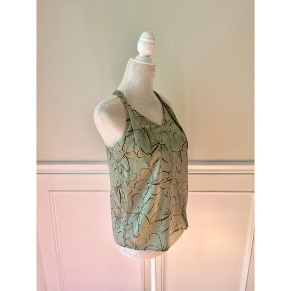Mossimo Green Floral Print Racerback Tank XS - Picture 3 of 5